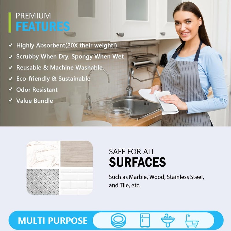 AIDEA Swedish Dish Cloth, 10PK, Swedish Dishcloths for Kitchen, Reusable Paper Towels Washable, Sponge Cloths Kitchen, Absorbent Dish Rags, Dish Towels Cloth, 7"x6" - Image 2