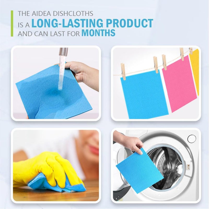 AIDEA Swedish Dish Cloth, 10PK, Swedish Dishcloths for Kitchen, Reusable Paper Towels Washable, Sponge Cloths Kitchen, Absorbent Dish Rags, Dish Towels Cloth, 7"x6" - Image 4