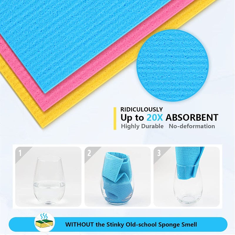 AIDEA Swedish Dish Cloth, 10PK, Swedish Dishcloths for Kitchen, Reusable Paper Towels Washable, Sponge Cloths Kitchen, Absorbent Dish Rags, Dish Towels Cloth, 7"x6" - Image 3