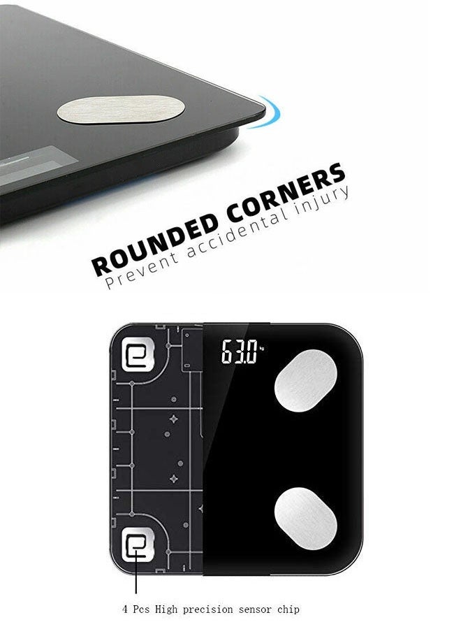 Generic Body Scale Multi-Functional Intelligent BT Electronic Body Fat Scale With Smartphone App Body Composition Analyzer(Black)  - Image 5