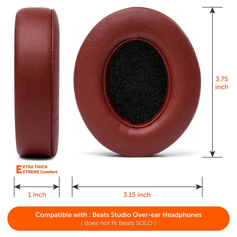 WC Wicked Cushions Replacement Ear Pads for Beats Studio 2 & 3 (B0501, B0500) Wired & Wireless | Does NOT Fit Beats Solo | Softer PU Leather, Enhanced Foam & Stronger Adhesive | Burgundy - Image 5