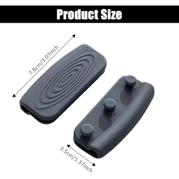 ريحني قطعتان من أغطية مقابض الأواني المصنوعة من السيليكون مع أزرار ومقابض أذن من السيليكون وحامل مقبض مساعد من السيليكون ومقاوم للحرارة ومقبض مساعد من الحديد الزهر للمطبخ والطهي والخبز من الحديد الزهر - Image 3