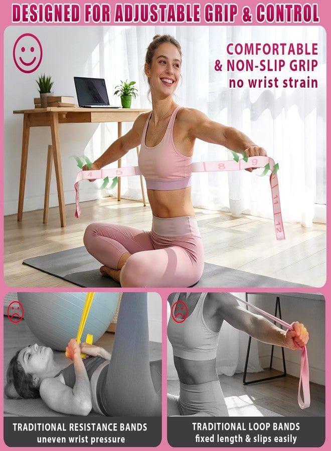 KUZARO Fitness Resistance Bands with 12 Loops, Numbered Resistance Bands for Physical Therapy, Women Stretch Strap for Home Gym, Elastic Exercise Bands for Yoga, Pilates, Leg Stretching, Dance - Image 4