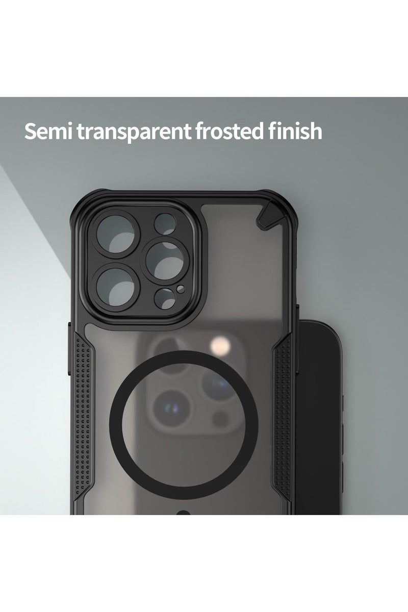 Cover For iPhone 14 Pro Max Armor Glaze MagSafe Magnetic Phone Case Raised edges around the screen and camera lens help prevent scratches - Black - Image 4