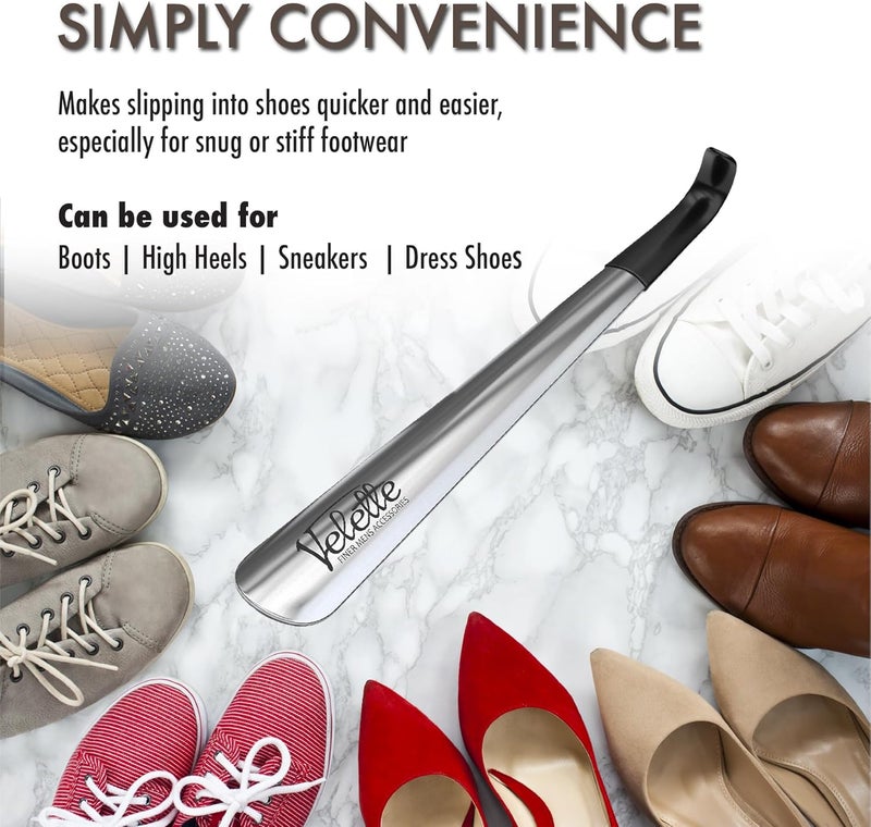 Velette Long Shoe Horn for Seniors - 2 Pack 16.5" Metal Shoe Horn Long Handle for Seniors, Men, Women & Kids - Boot Horns, Shoehorn Long-Handle, Elderly Must Haves - Shoes Spoon, Gifts for Elders - Image 3