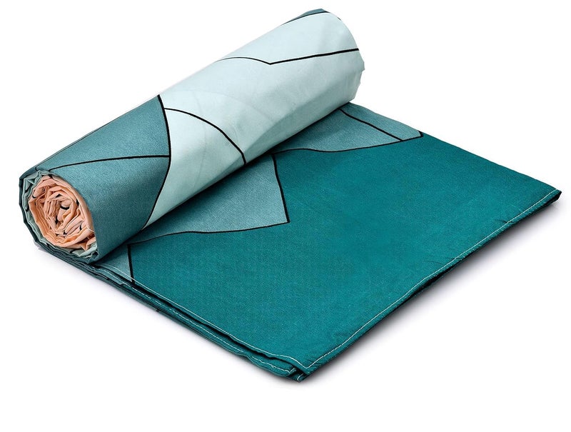 la' Amour Super Premium Quilt Cover Double Bed with Zipper Blanket/Comforter/Duvet Cover King Size Soft Cotton Breathable Skin Friendly Stuff 90x100 Inches, Teal Beige - Image 5