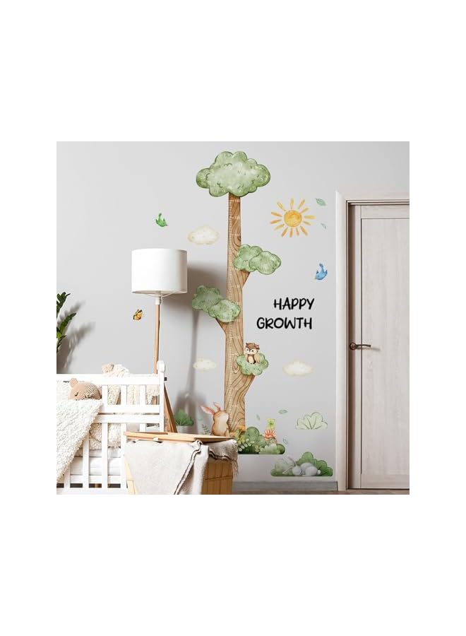 The Bros Cartoon Height Growth Chart for Kids, Self-Adhesive Wall Sticker Forest Animals Wall Sticker, Peel and Stick Sun White Clouds Wall Art Decor for Nursery Kids Bedroom Living Room, Measures 50-180 cm - Image 5