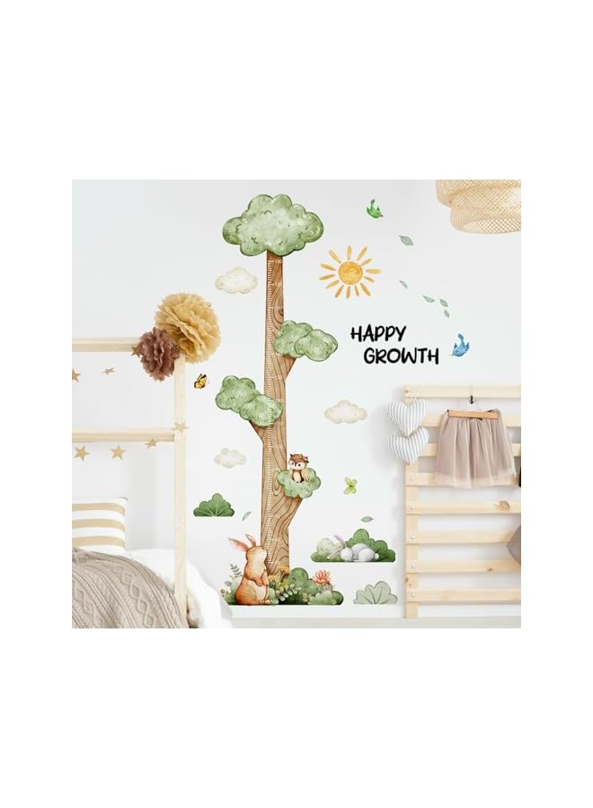 The Bros Cartoon Height Growth Chart for Kids, Self-Adhesive Wall Sticker Forest Animals Wall Sticker, Peel and Stick Sun White Clouds Wall Art Decor for Nursery Kids Bedroom Living Room, Measures 50-180 cm - Image 4