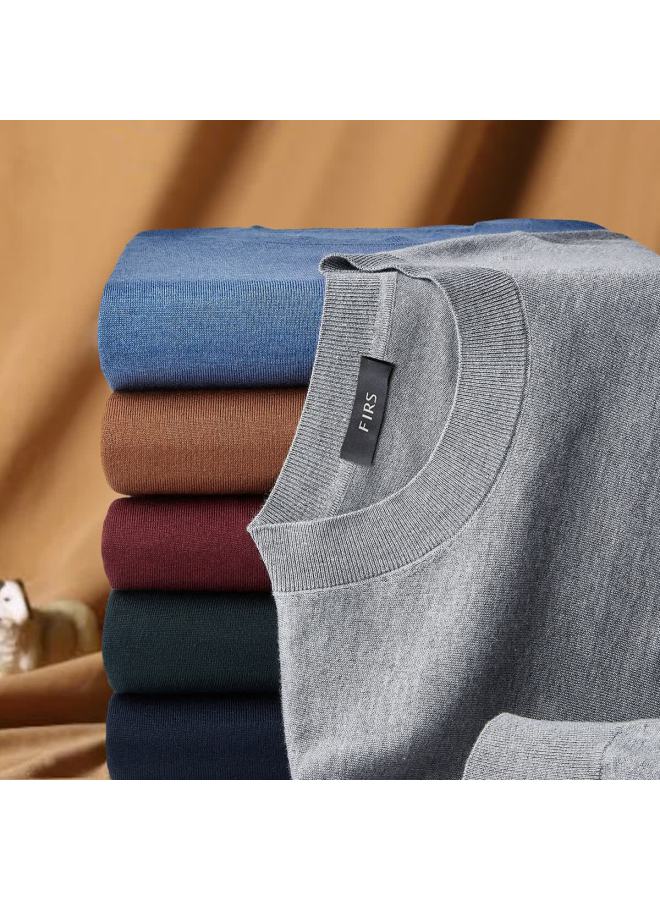 Shanshan [wool + Mulberry Silk] Lightweight Business Long Sleeve Knit Sweater Autumn New Black Men's Base Layer Pullover