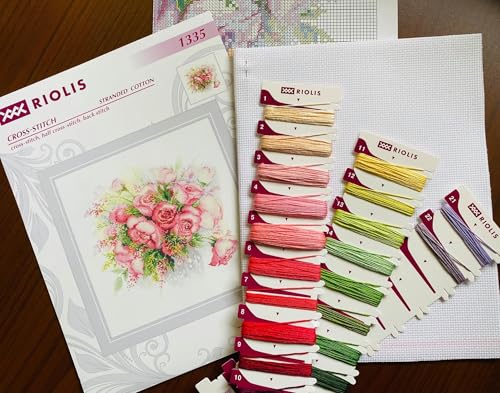 RIOLIS - Watercolor Roses 1335, Floral Cross Stitch Kits 11¾"x11¾, Cross Stitch Kits for Beginners & Advanced, Crossstitching Kits Adult, Counted Stitching Kits, Flowers Embroidery Kit - Image 2