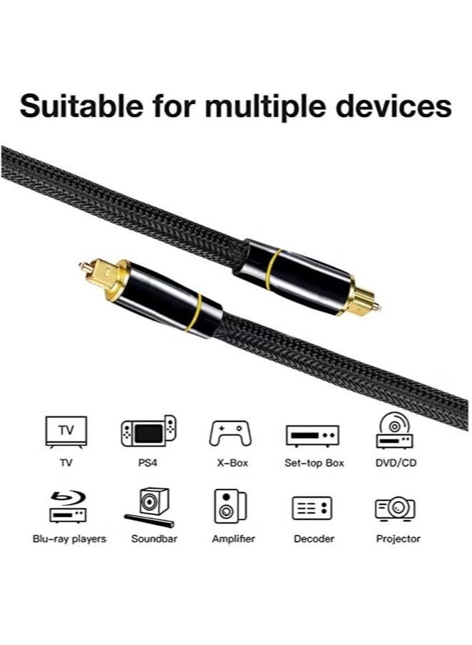 1 Pcs Digital Optical Audio Cable, 24K Gold-Plated Nylon Braided Optical Fiber Male to Male Cable, 150 cm Digital Optical Cable for Sound Bar, TV, Playstation - Image 4