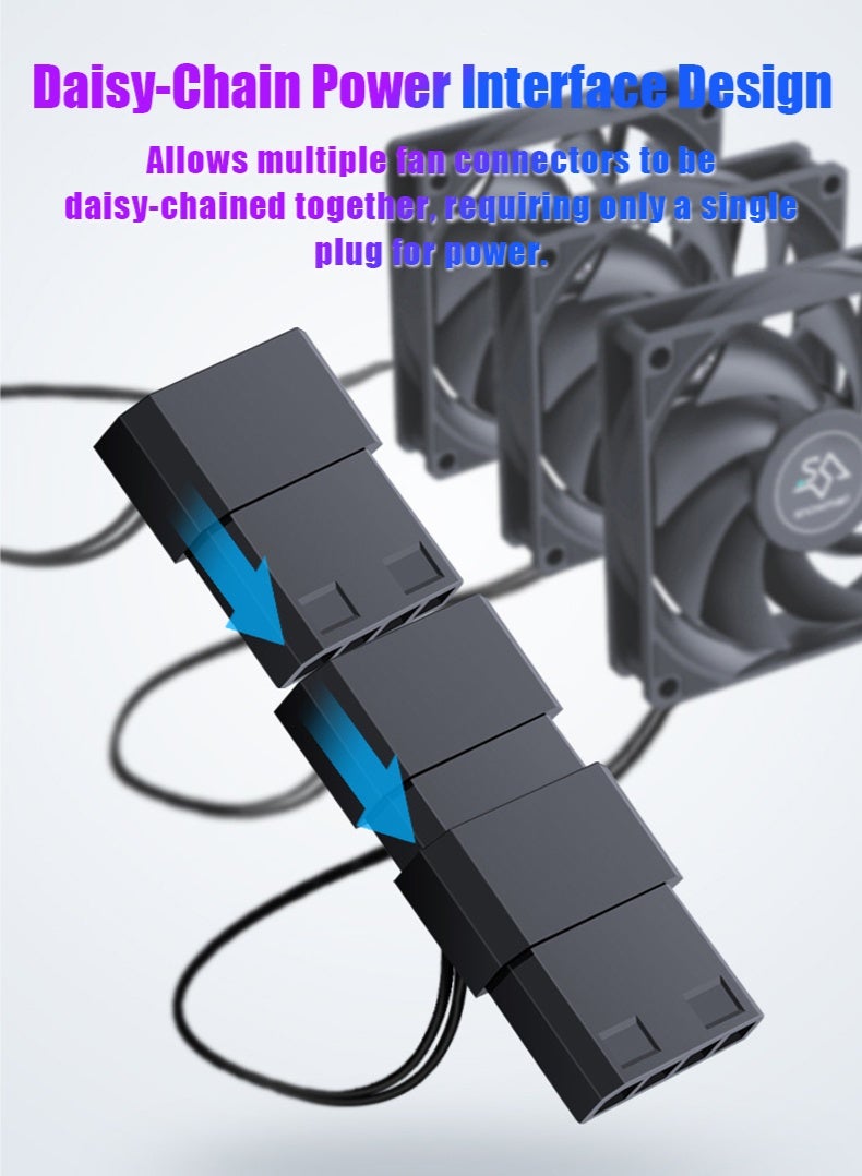 Snowman 4PCS ARGB Case Fans, 120mm PC Case Cooler Fan, Low Noise Anti Vibration Pads, 4pin/3pin PWM Motherboard Light Sync, Infinite Space Lighting Effects, Silent Computer Fan for Computer Case and Liquid Cooler - Image 5