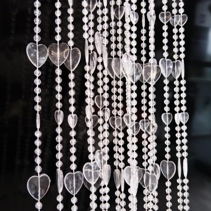 ave split Beaded Curtain Doorways Acrylic Hanging Heart shape Door Beads String Curtains Tassel Room Divider Screen Decor for Doorway Window Living Room Wedding (043heart clear, 39 inch x 78.7 inch) - Image 1