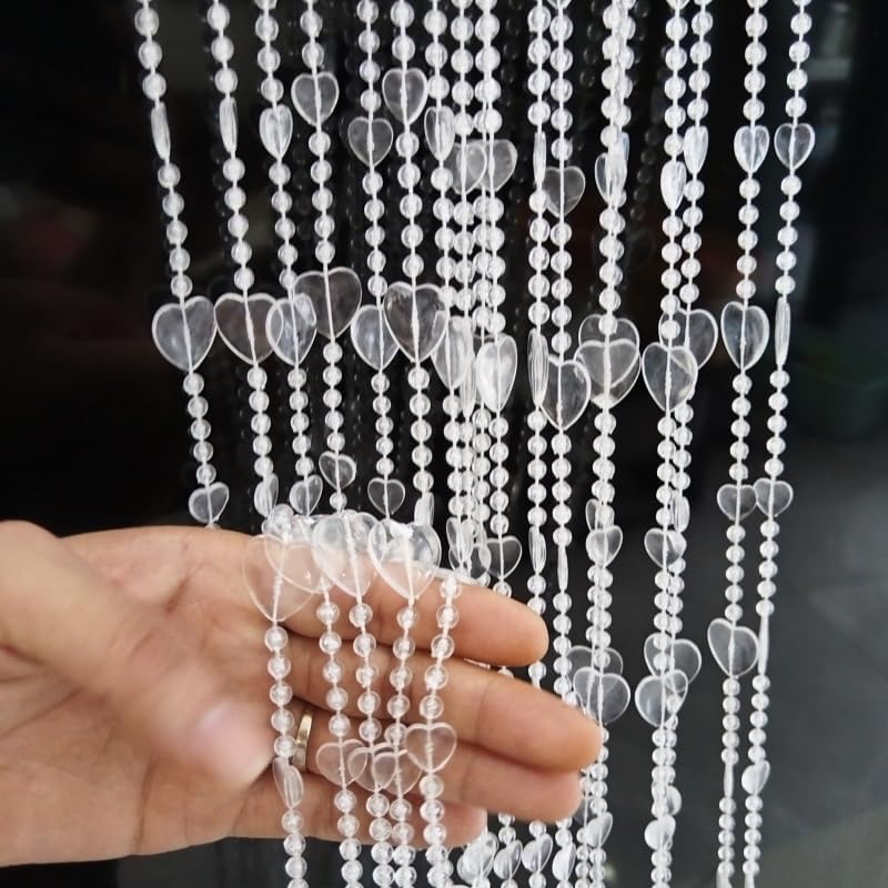 ave split Beaded Curtain Doorways Acrylic Hanging Heart shape Door Beads String Curtains Tassel Room Divider Screen Decor for Doorway Window Living Room Wedding (043heart clear, 39 inch x 78.7 inch) - Image 4