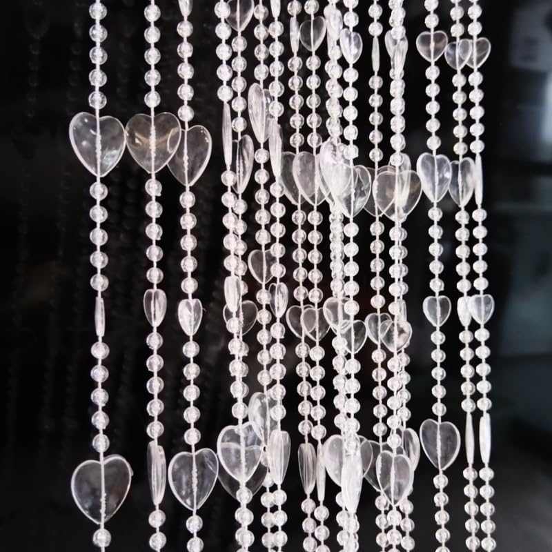 ave split Beaded Curtain Doorways Acrylic Hanging Heart shape Door Beads String Curtains Tassel Room Divider Screen Decor for Doorway Window Living Room Wedding (043heart clear, 39 inch x 78.7 inch) - Image 2