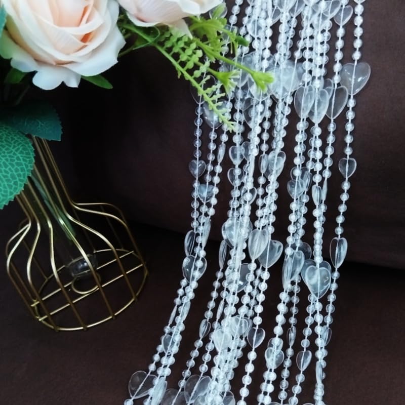 ave split Beaded Curtain Doorways Acrylic Hanging Heart shape Door Beads String Curtains Tassel Room Divider Screen Decor for Doorway Window Living Room Wedding (043heart clear, 39 inch x 78.7 inch) - Image 3