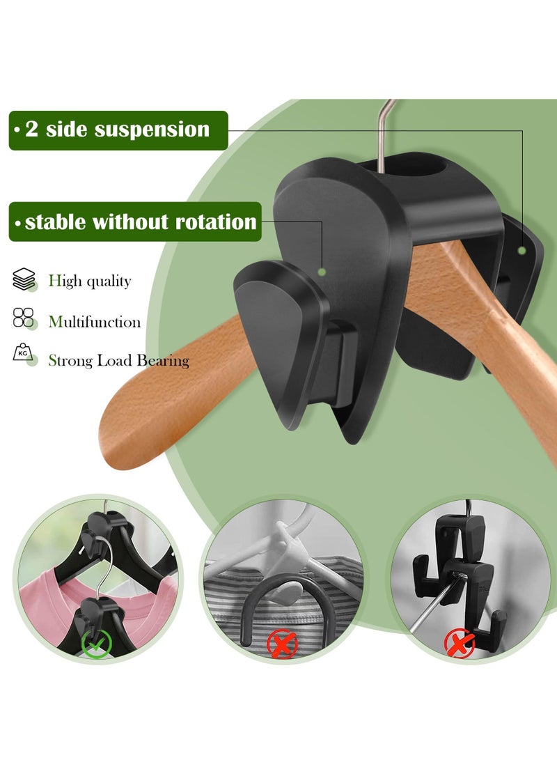 SOLARAE 18 Pcs Space Saving Hangers for Clothes, Black Clothes Hanger Connector Hooks, Premium Closet Space Savers Clothes Hanger Connector Hooks - Image 2