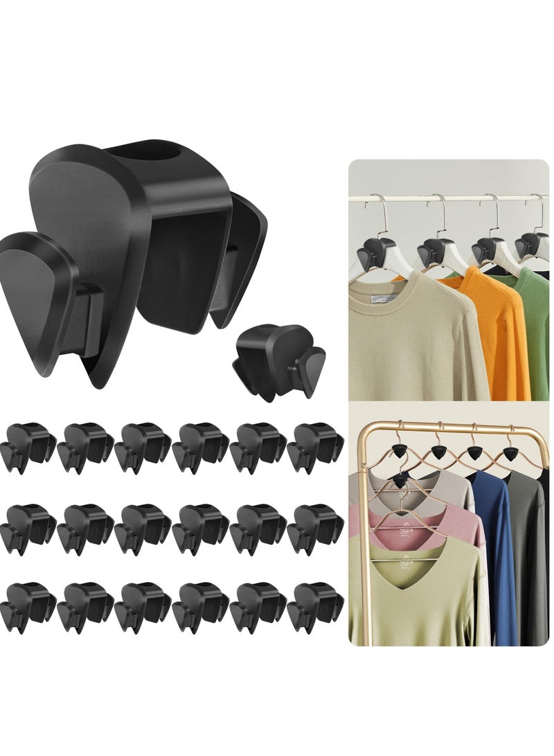 SOLARAE 18 Pcs Space Saving Hangers for Clothes, Black Clothes Hanger Connector Hooks, Premium Closet Space Savers Clothes Hanger Connector Hooks - Image 1