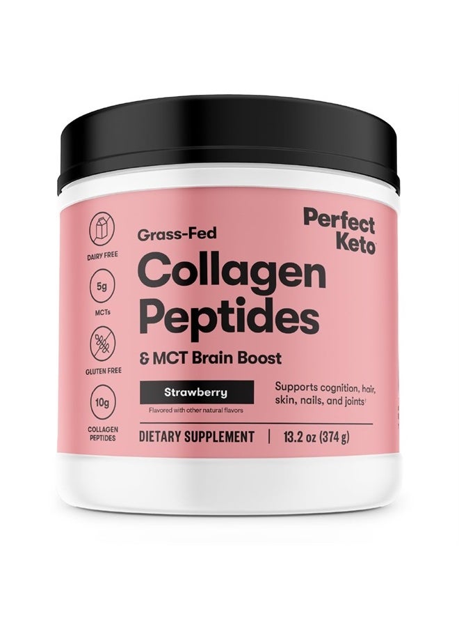 Perfect Keto Collagen Protein Powder with MCT Oil - Grassfed, GF, Multi Supplement, Best for Ketogenic Diets, Use as Keto Creamer, in Coffee and Shakes for Women & Men (Strawberry)  - Image 1