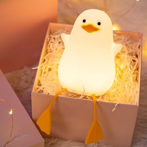 KRESHU Cute Duck LED Night Light Soft Silicone Warm Dimmable Lamp with Touch Control Sensor USB Rechargeable Night Lamp for Baby Room/Bedroom/Living Room/Home (Pack of 1) - Image 2