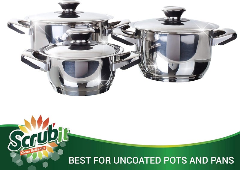 SCRUBIT 6 Pack Stainless Steel Scourers – Steel Wool Scrubber Pad Used for Dishes, Pots, Pans, and Ovens. Easy scouring for Tough Kitchen Cleaning. - Image 4