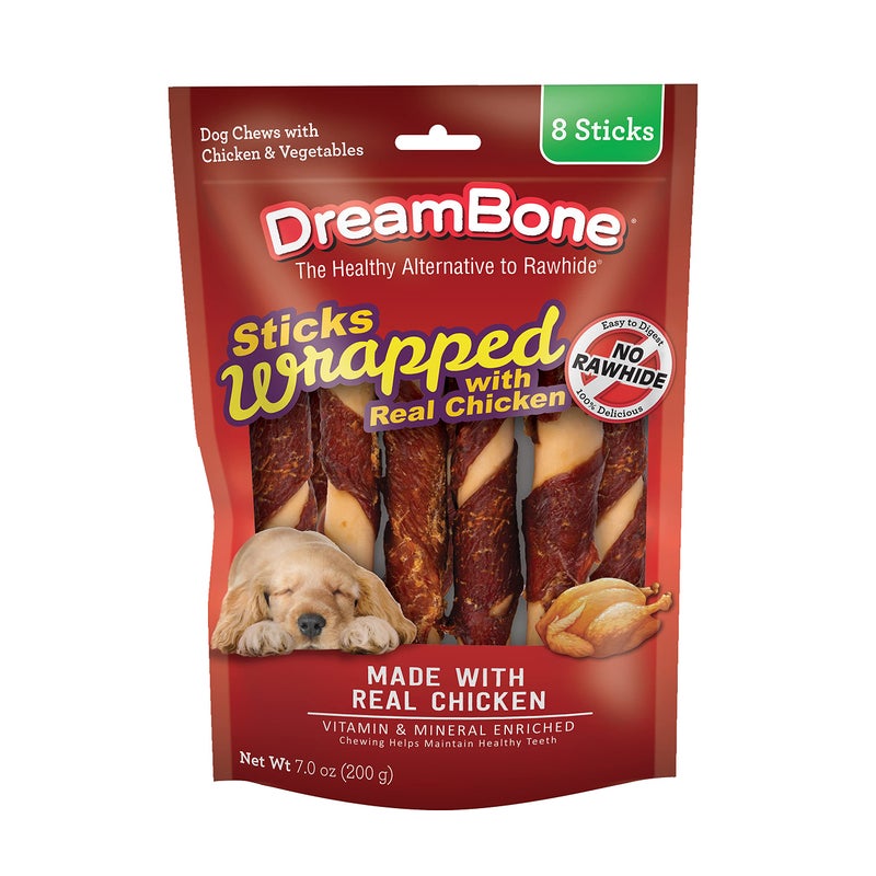 DreamBone Chicken-Wrapped Chews 8 Count, Rawhide-Free Chews for Dogs - large | 8-count - Image 1