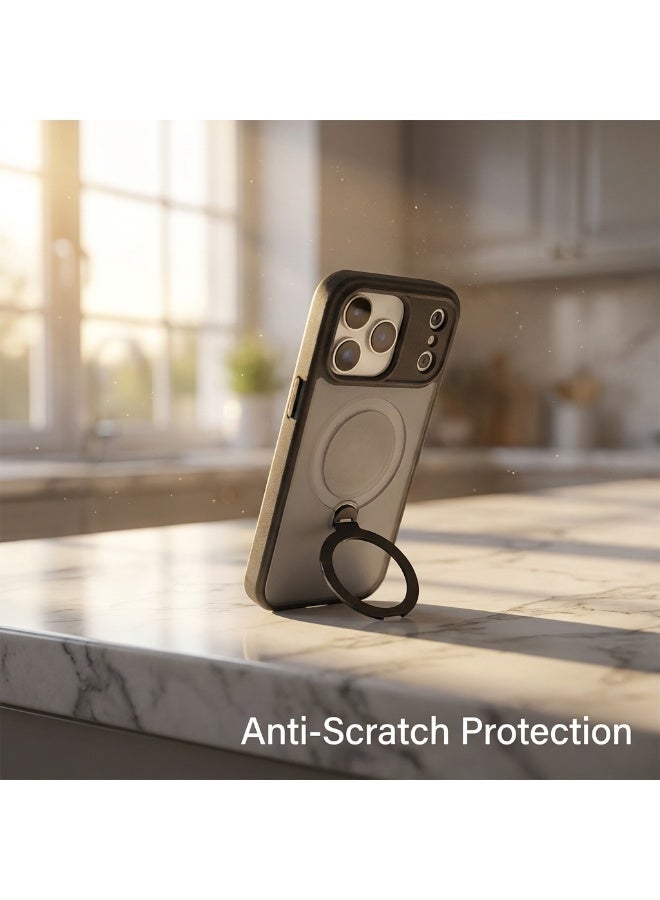 لـ آيفون 17 برو ماكس - جراب ماج سيف مع واقي شاشة، حامل مغناطيسي 360 درجة، مقاوم للصدمات - أسود - Image 5