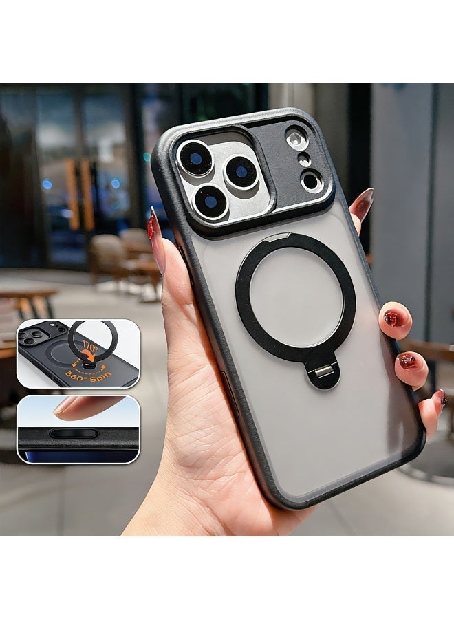 لـ آيفون 17 برو ماكس - جراب ماج سيف مع واقي شاشة، حامل مغناطيسي 360 درجة، مقاوم للصدمات - أسود - Image 4