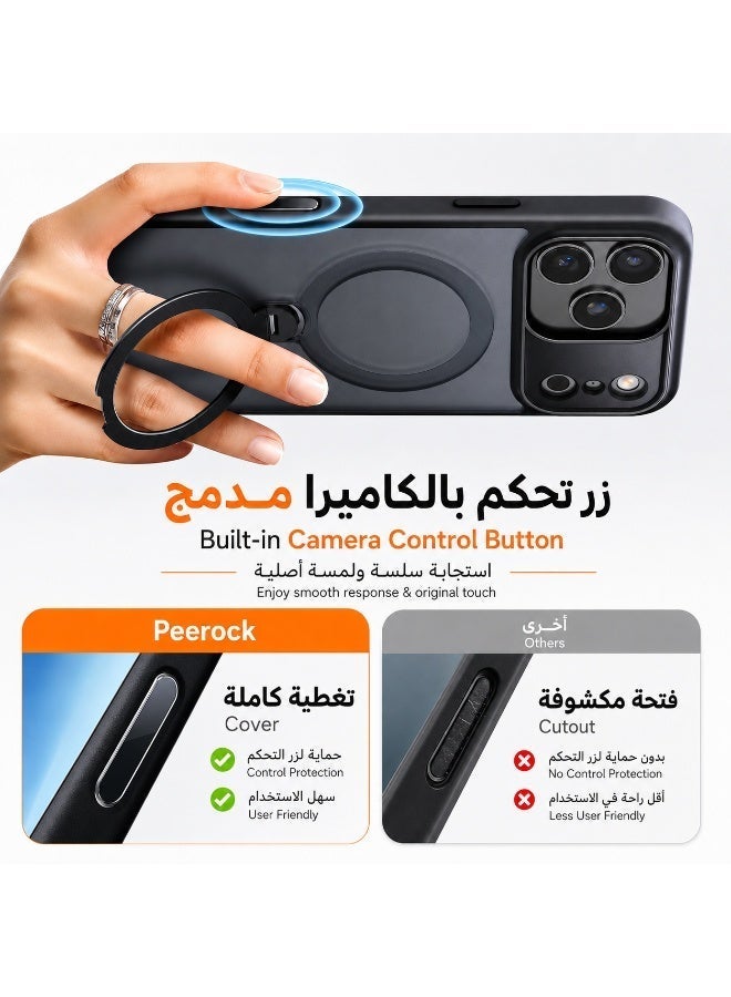 ORYXA iPhone 17 Pro Max Case, 2 in 1 Magnetic Cover + Screen Protector, Compatible with MagSafe, 360° Magnetic Stand, Military-Grade Shockproof Heavy Duty 17 Pro Max Cover for iPhone 17 Pro Max, Black - Image 3