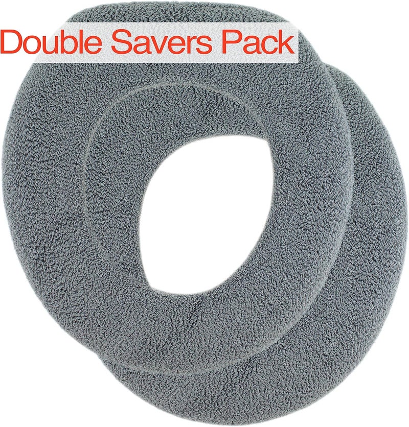 Warm-n-Comfy غطاء مرحاض ناعم - غطاء مرحاض من قماش فخم وسميك لتدفئة مقاعد المرحاض الدائرية والممدودة 14x18 - قابل لإعادة الاستخدام، قابل للغسل في الغسالة، سهل التركيب - تعبئة جاهزة كهدية - رمادي فاتح - Image 2