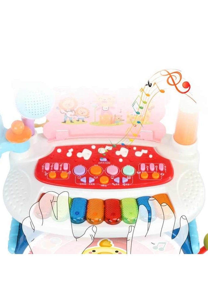 مجموعة الطبول التعليمية للأطفال مع ميكروفون ولوحة مفاتيح – لعبة موسيقية تفاعلية بالأضواء والأصوات والدواسة للأطفال بعمر 3 سنوات فأكثر - Image 4
