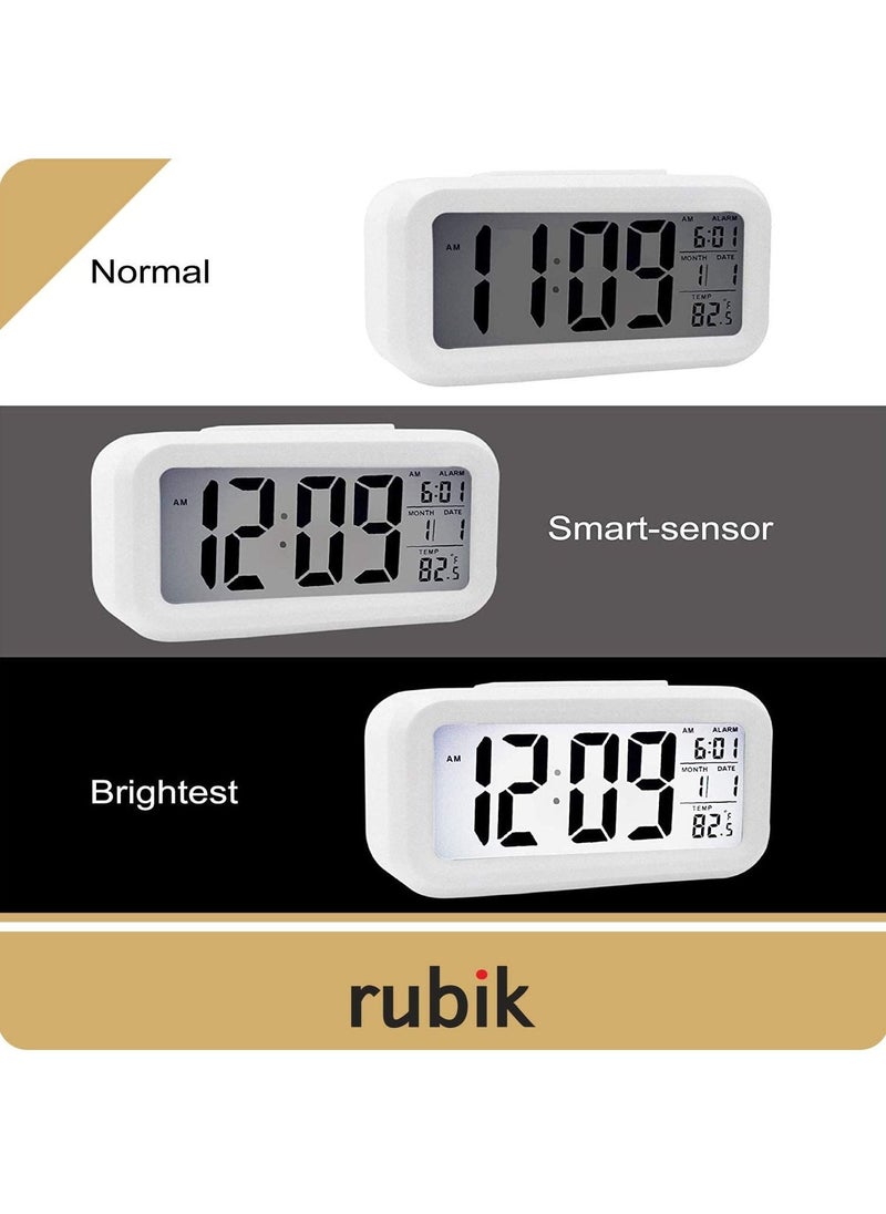 Rubik - Loud Digital LED Alarm Clock Large Display with Backlight Temperature Date Month Calendar Snooze for Bedrooms Kids Adults Heavy Sleepers - Image 1