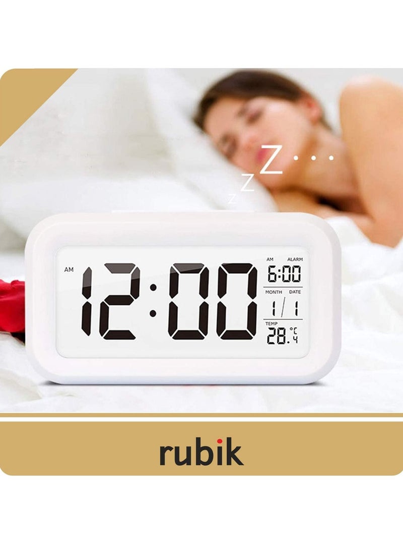 Rubik - Loud Digital LED Alarm Clock Large Display with Backlight Temperature Date Month Calendar Snooze for Bedrooms Kids Adults Heavy Sleepers - Image 1