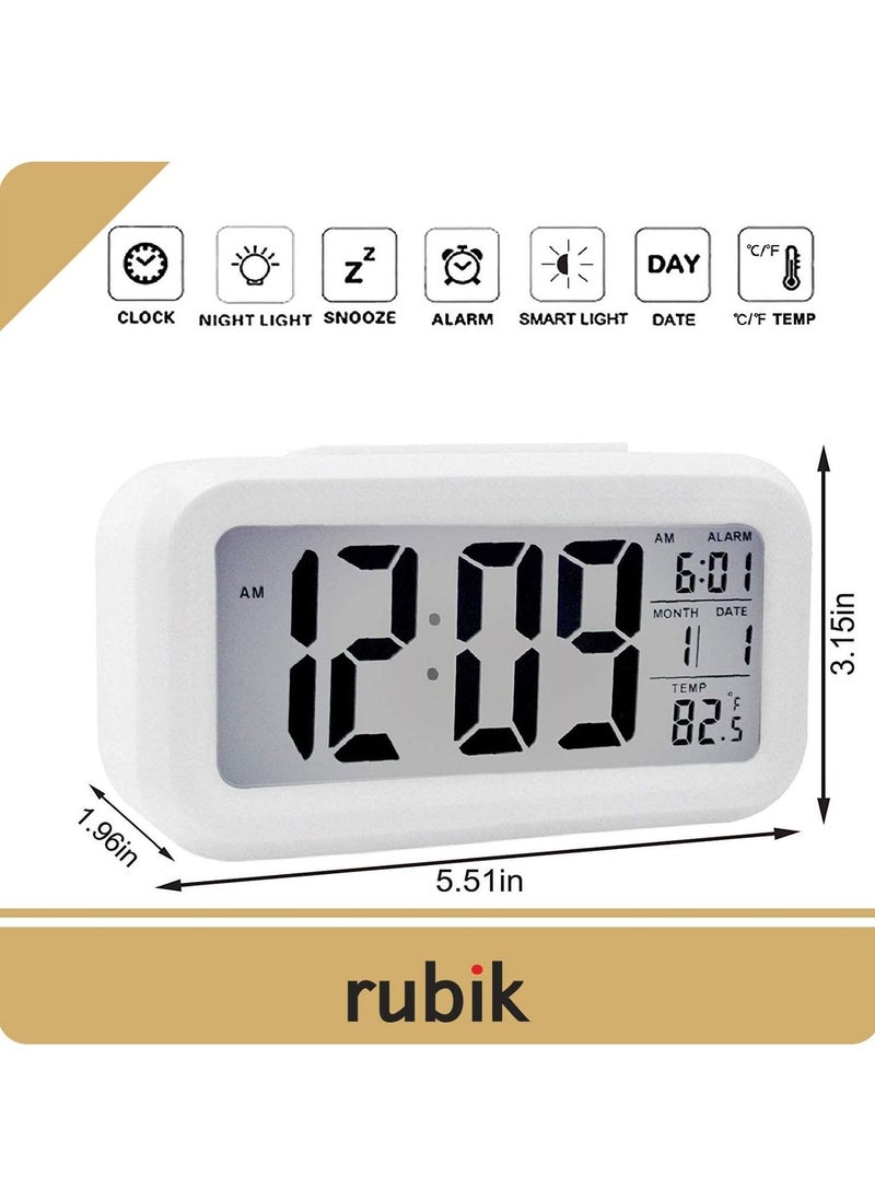 Rubik - Loud Digital LED Alarm Clock Large Display with Backlight Temperature Date Month Calendar Snooze for Bedrooms Kids Adults Heavy Sleepers - Image 1