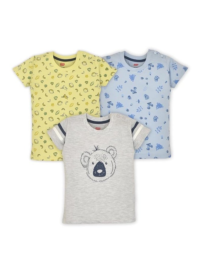 LuvLap Baby Boys Regular Fit 100% Cotton Half Sleeves Boys T-Shirt Set Pack of 3 - Image 1