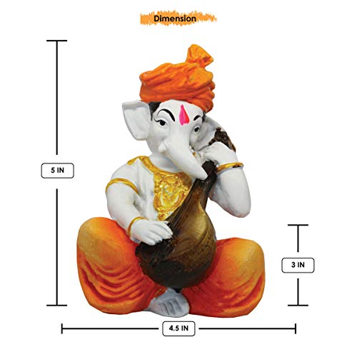 Karigaari India Handcrafted Polyresin Eco Friendly Lord Ganesha Ganpati Idol Figurine Multicolor | Decorative Ganesha Statue for Home Temple Office Pooja Room Festive Gift Spiritual Vastu Showpiece - Image 5