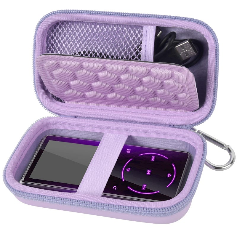 Comecase MP3 & MP4 Player Case for SOULCKER/G.G.Martinsen/Grtdhx/iPod Nano/Sandisk Music Player/Sony NW-A45 and Other Music Players with Bluetooth. Fit for Earbuds, USB Cable, Memory Card - Purple - Image 1