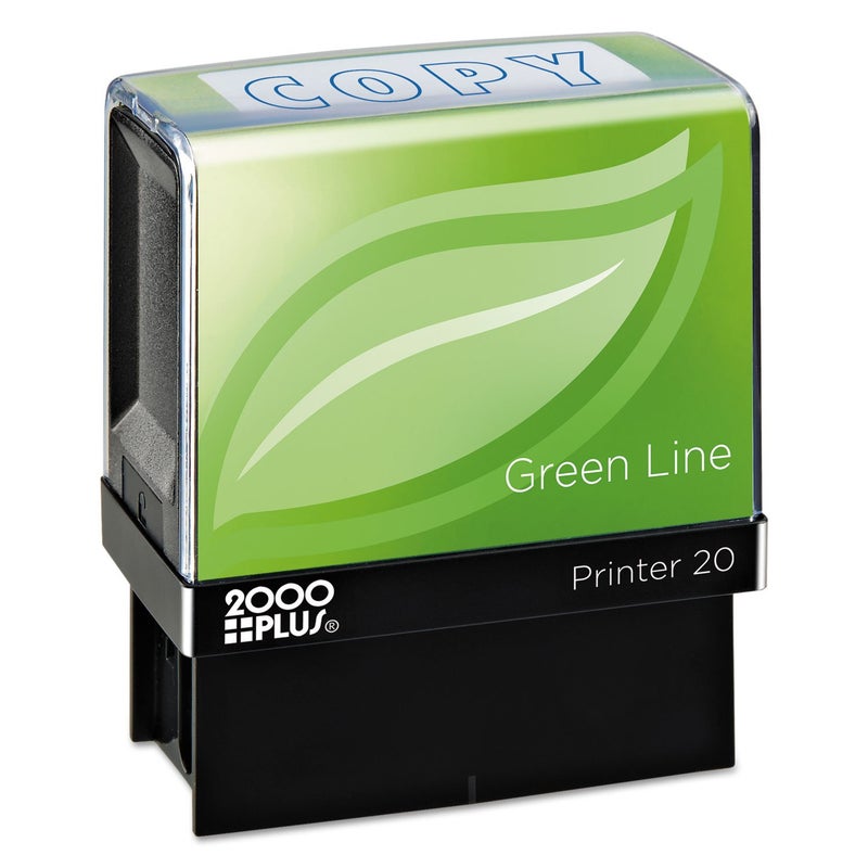 2000 Plus Green Line Self-Inking Message Stamp, Copy, 80% Recycled, 1 1/2" x 9/16" Impression, Blue Ink (098367) - Image 4