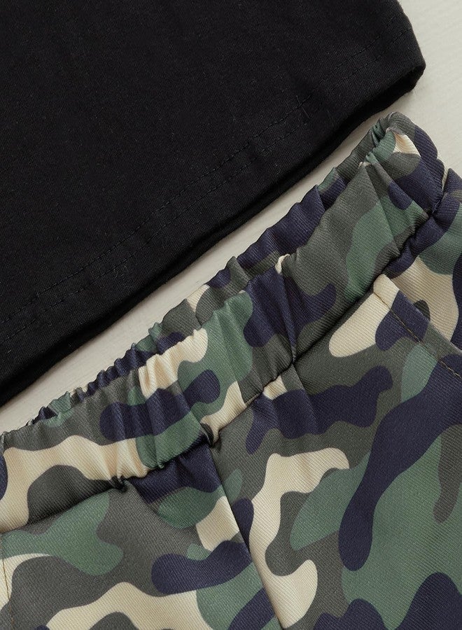 Fernvia Toddler Baby Boy 2nd Birthday Outfit Letter Print Short Sleeve T-shirt Elastic Camouflage Shorts Summer Clothes (A-The Twos Aren't Terrible Black, 2-3T) - Image 4