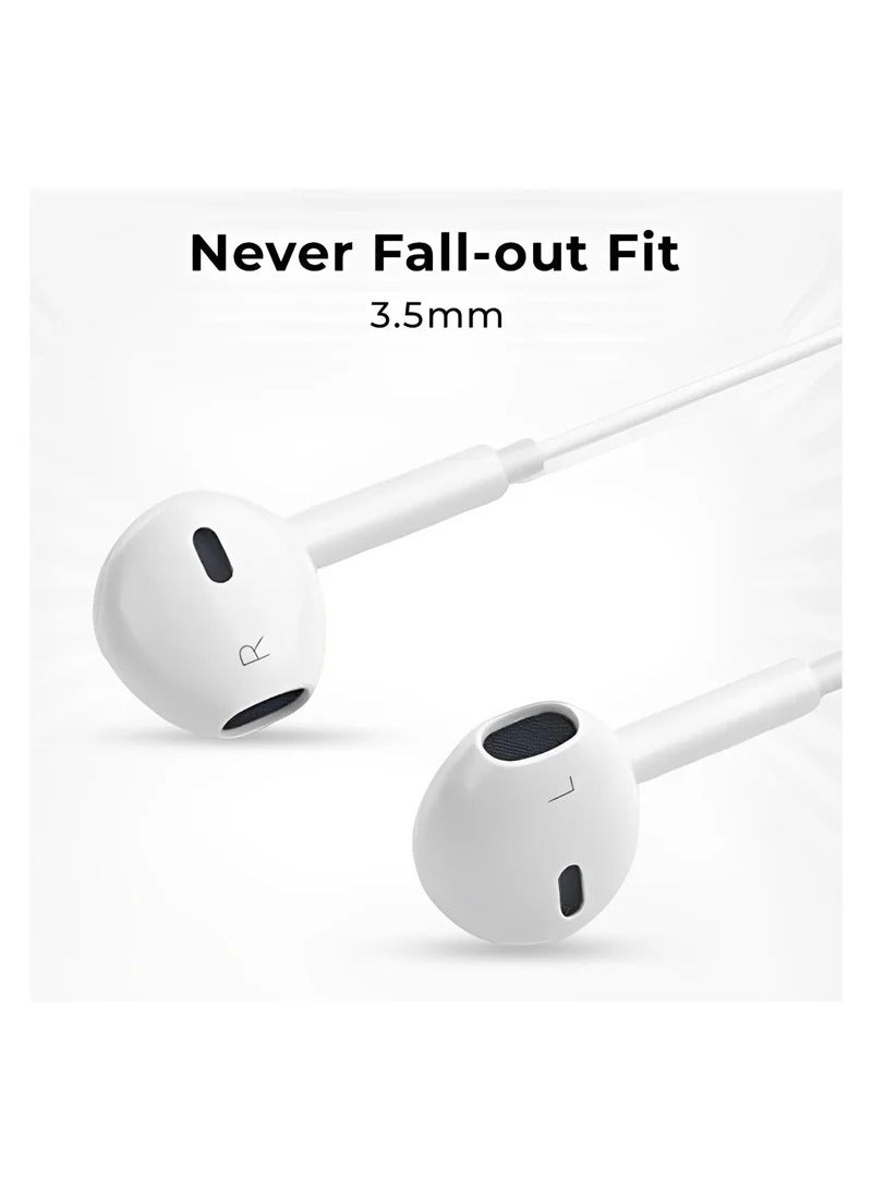 In Ear Wired Earphones with 3.5mm Jack and Mic - White  - Image 3