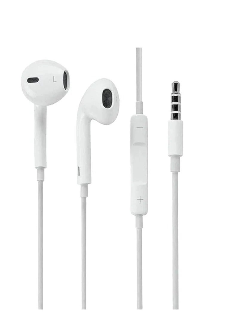 In Ear Wired Earphones with 3.5mm Jack and Mic - White  - Image 1