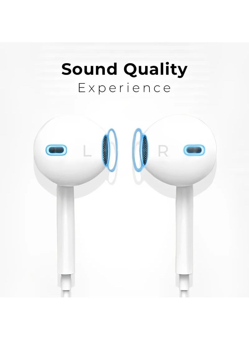 In Ear Wired Earphones with 3.5mm Jack and Mic - White  - Image 5