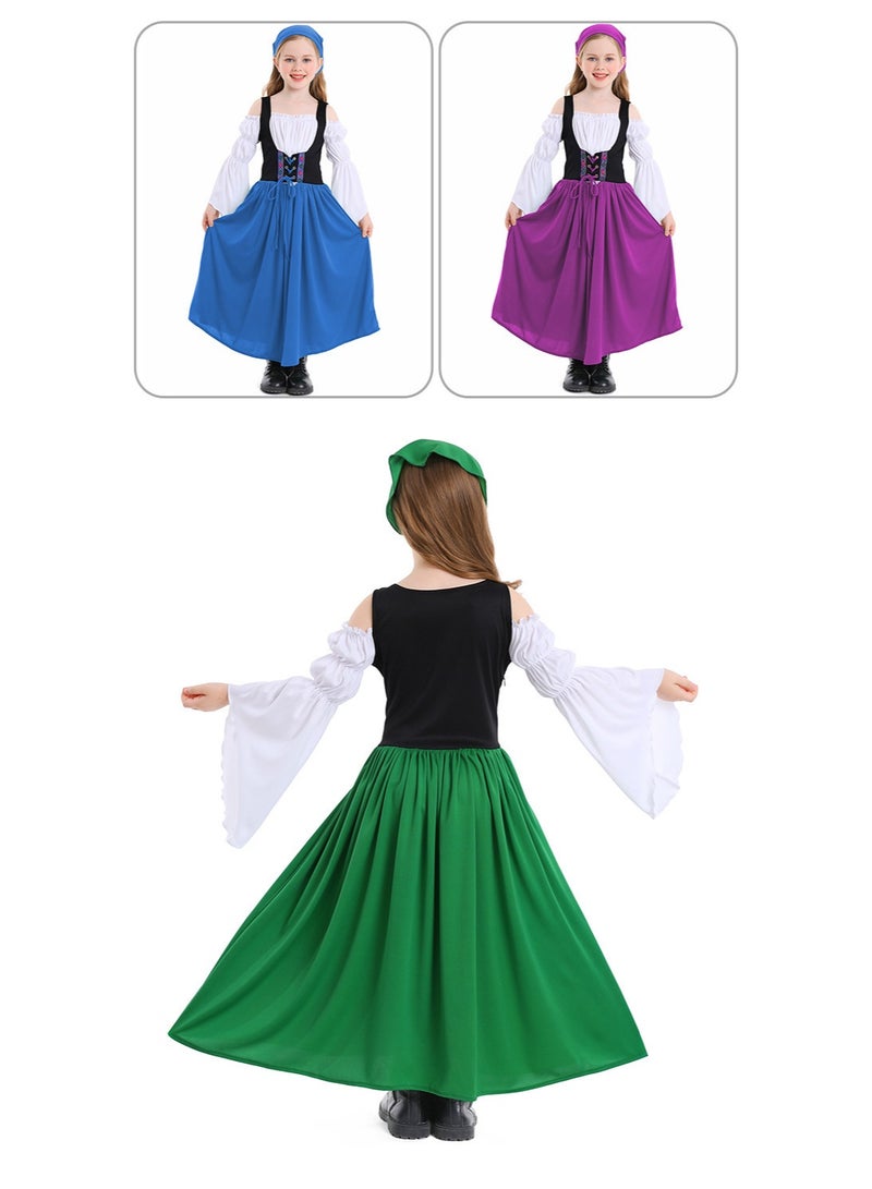 general Girl's farm dress medieval-style Munich festival long dress, Germany Bavarian traditional costume - Image 2