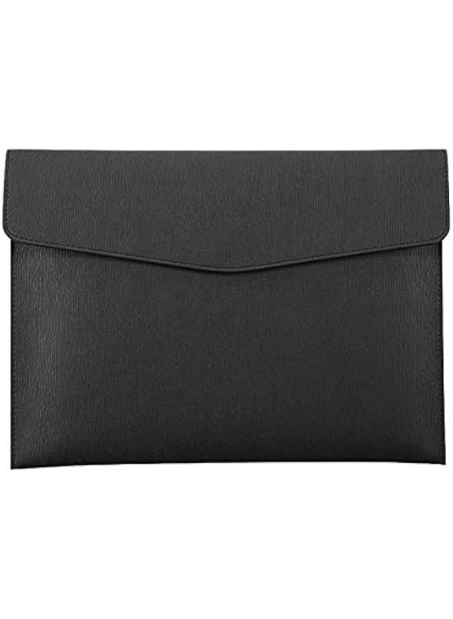 Enyuwlcm PU Leather A4 File Folder Document Holder Waterproof Portfolio Envelope Folder Case with Snap Closure Black - Image 1