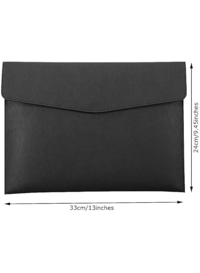 Enyuwlcm PU Leather A4 File Folder Document Holder Waterproof Portfolio Envelope Folder Case with Snap Closure Black - Image 2
