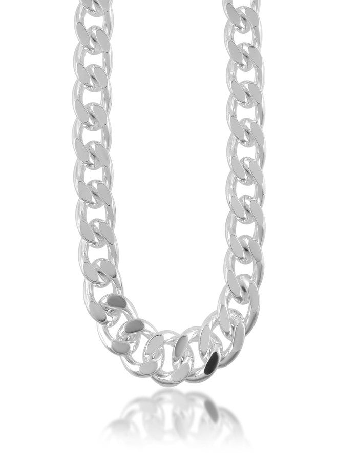 Superstore18 Stainless Steel Silver-Plated Heavy Cuban Link Chain Necklace for Men – 22 Inch, 10 mm Broad, 111 g – Macho Rockstar Look, Wedding & Engagement Jewelry (SST1186NKSV) - Image 2