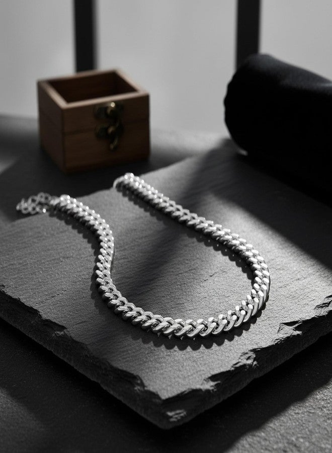 Superstore18 Stainless Steel Silver-Plated Heavy Cuban Link Chain Necklace for Men – 22 Inch, 10 mm Broad, 111 g – Macho Rockstar Look, Wedding & Engagement Jewelry (SST1186NKSV) - Image 5