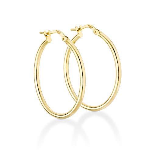 Miabella Italian 18K Gold Plated 925 Sterling Silver 2mm High Polished Round Tube Hoop Lightweight Earrings for Women Made in Italy (30mm) - Image 1