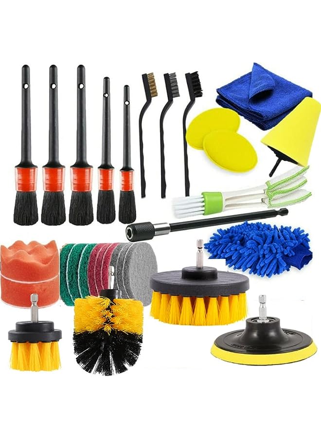 IAF 30 pcs Car Cleaning Tools Kit, Auto Detail Care Cleaning Kit, Car Detailing Drill Brush Set for Cleaning Automobile Interior, Exterior - Image 1