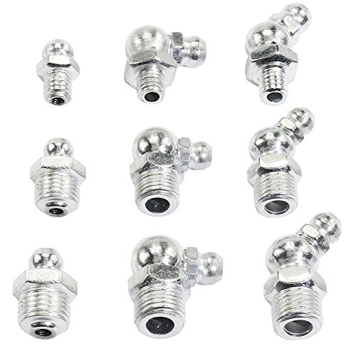 Taxutor 160-Pieces MM Metric Hydraulic Zerk Grease Fitting Assortment Set Kit - M6 M8 M10 Straight, 45 Degree, 90 Degree Angled Grease Zerk Fittings - Image 4